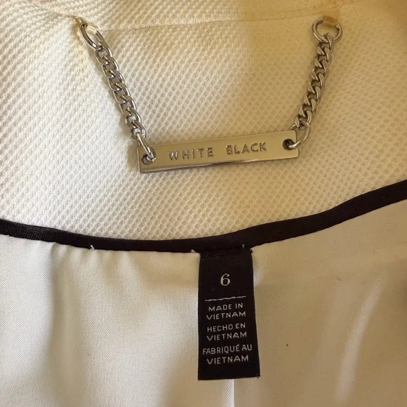 White House Black Market Cream Blazer with Black Trim - Picture 3 of 3